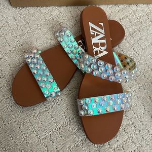 Zara iridescent strap sandals